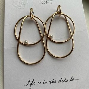Gold and pearl hoop earrings